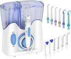 H2ofloss Dental Water Flosser for Teeth Cleaning With 12 Multifunctional Tips & 800ml Capacity, Professional Countertop Oral Irrigator Quiet Design(HF-9 whisper)