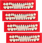 4 Sets Acrylic Resin Fake Teeth Complete Acrylic Resin Teeth Denture Dental Teeth Dentures Upper and Lower Synthetic Resin Teeth for Replacement DIY Halloween, 112 PCS, 23 A2