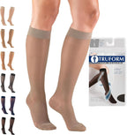 Truform Sheer Compression Stockings, 8-15 mmHg, Women's Knee High Length, 20 Denier, Taupe, Large