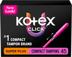 U by Kotex Tampons, Click Compact, Super Plus Absorbency, Unscented, 45 Count