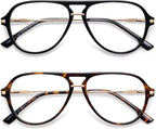 AMOMOMA Aviator Reading Glasses for Women Men Blue Light Blocking Lens Spring Temple AM6226