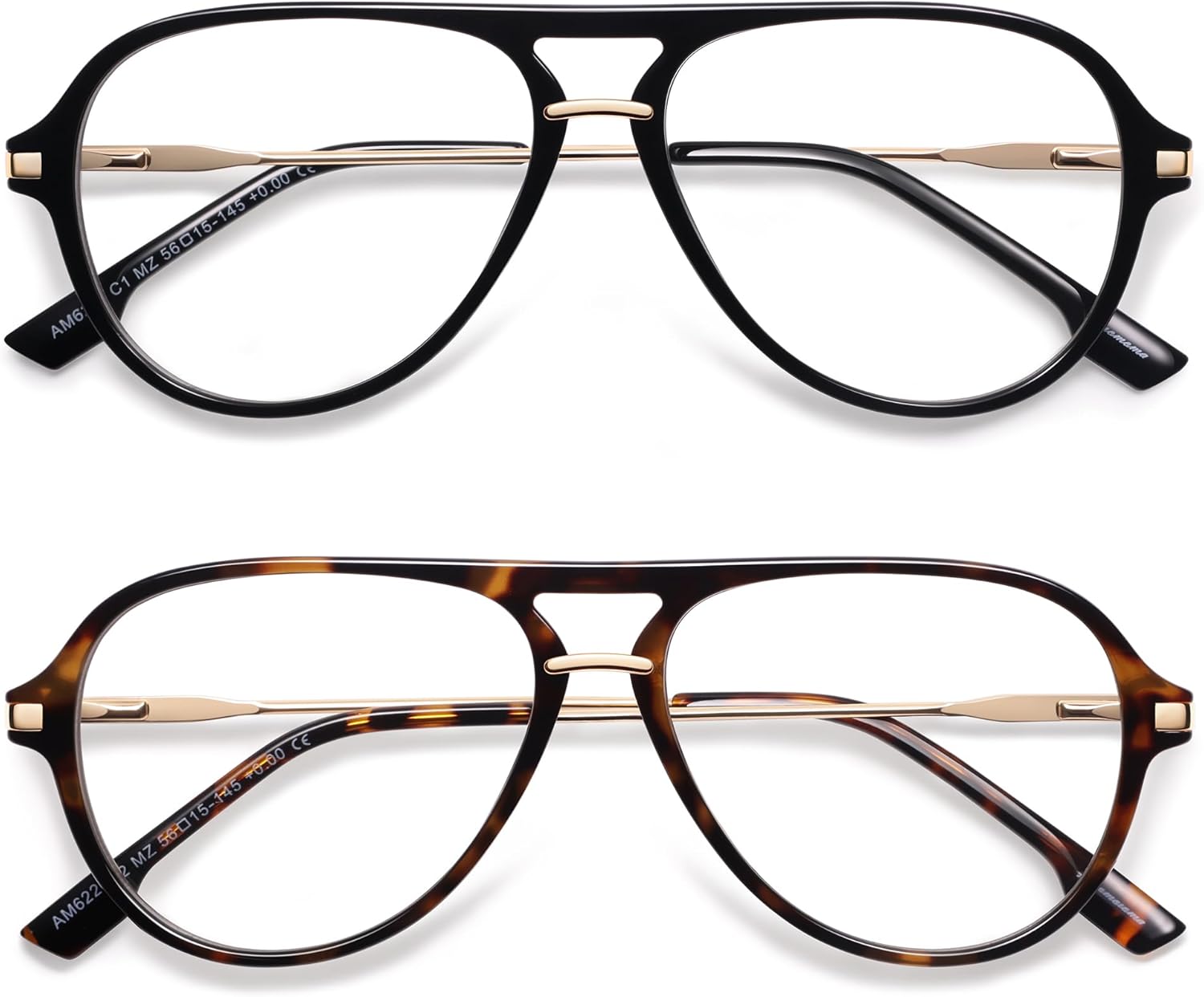 AMOMOMA Aviator Reading Glasses for Women Men Blue Light Blocking Lens Spring Temple AM6226