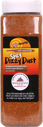 Dizzy Pig Spicy Dizzy Dust All-Purpose Barbecue Seasoning Rub (Quart Shaker) - Hand Made in the USA - Seasons Around 120lbs of Food - MSG Free, Gluten Free