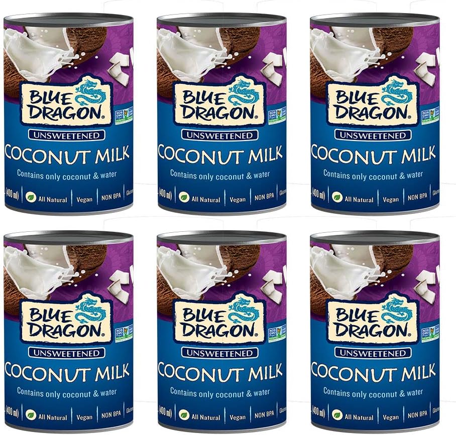 Blue Dragon Regular Coconut Milk, All natural, No Additives, NON-GMO, Gluten free, Vegan friendly, 13.5oz per can (Pack of 6)