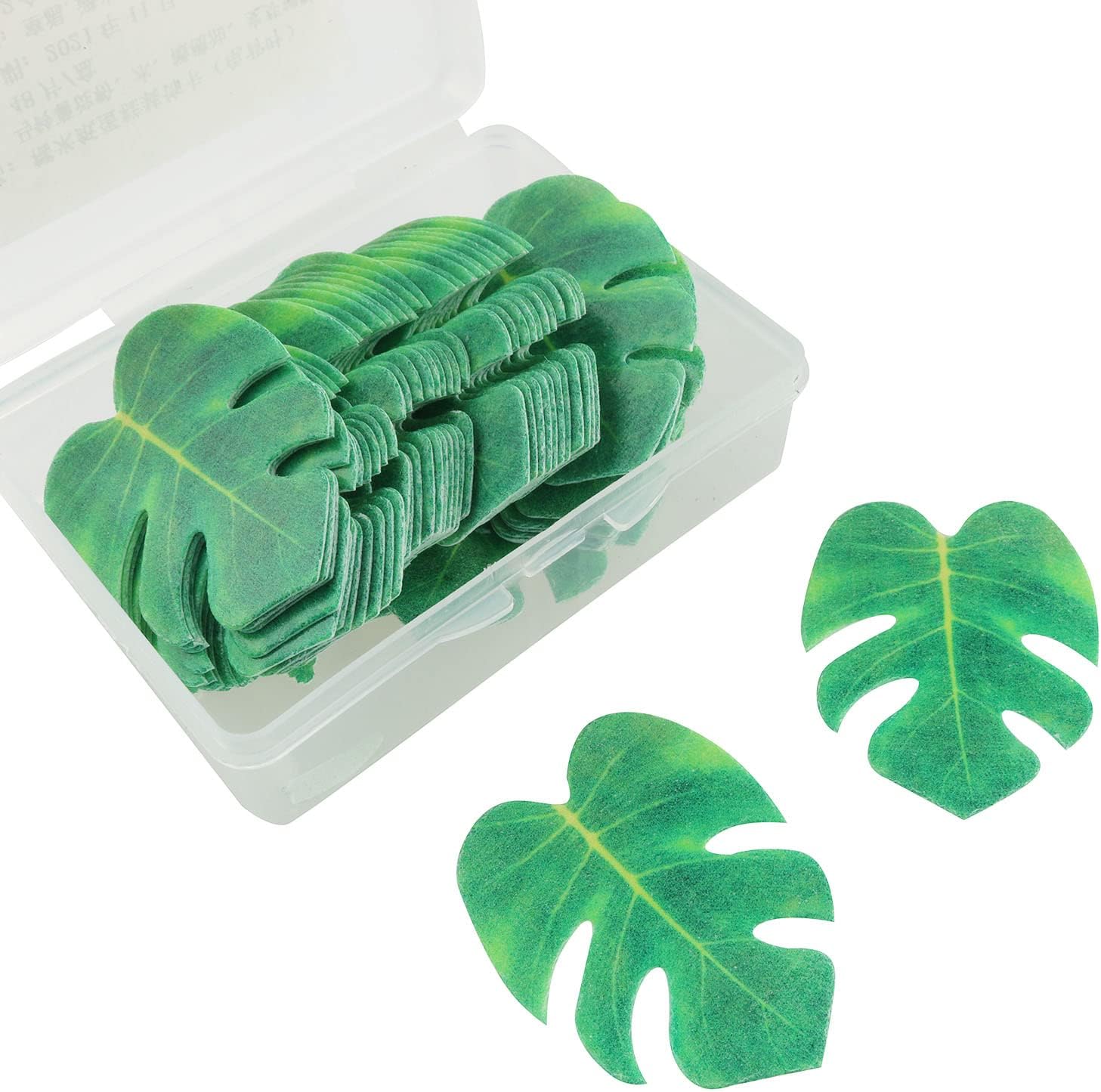 Palm Leaf Cake Topper 48PCS Edible Tropical Turtle Leaves Cupcake Toppers for Hawaii Theme Party Summer Decoration Birthday Party Supplies