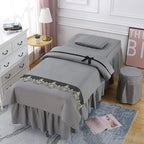 KKLT 4-Piece Microfiber Massage Table Sheet Set,Soft Solid Color Massage Table Skirt Machine Washable Salon Bed Cover for Massage Tables-Grey 190x75cm(75x30inch)