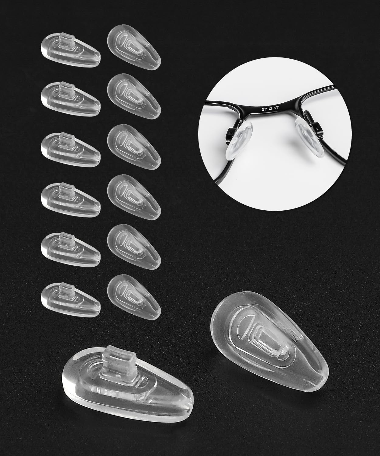 6 Pairs Replacement Silicone Nose Piece for Oakley Crosshair 2.0/WireTap/Whisker/Metal Plate/Spike/Splinter/Transistor/Ejector/Keel Blade Sunglasses, Air Chamber Nose Pads