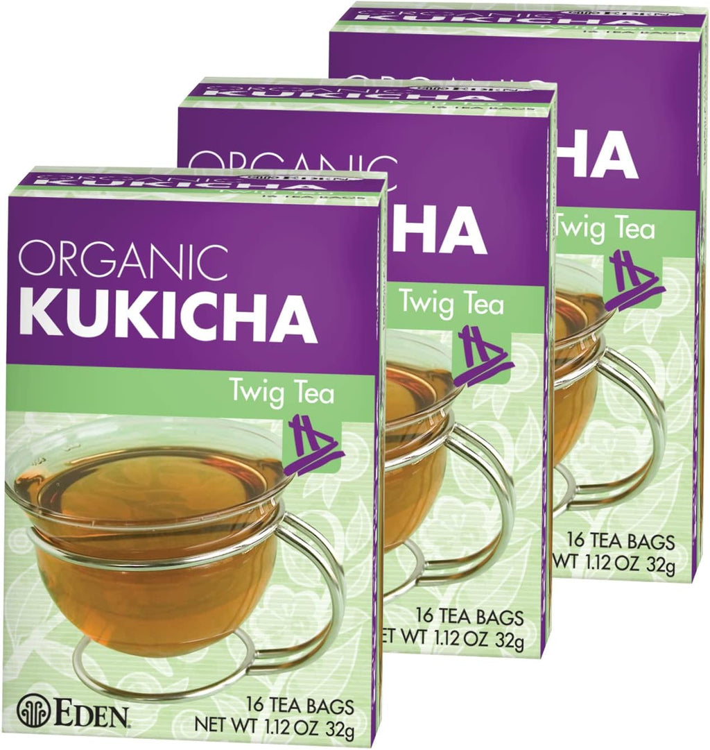 Eden Kukicha Organic Roasted Twig Tea, George Ohsawa Macrobiotic, Low Caffeine, 16 Unbleached Manila Tea Bags/Box
