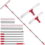 86.6" Window Squeegee Cleaner Tool, 2-in-1 Rotatable Window Washing Kit with Extension Pole & Bendable Head, Professional Glass Cleaning Equipment for High Indoor/Outdoor Windows & Car