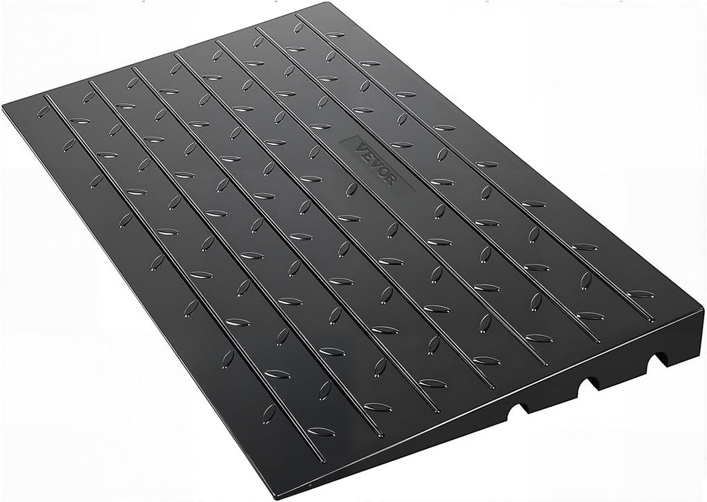 VEVOR 4" Rise Rubber Threshold Ramp, 3 Channels Cord Cover Door Ramp, No-Slip Surface, 2200 Lbs Load Capacity Rubber Ramp for for Home Doorways Driveways Curb Home Steps, 41.8" L x 24" W x 4" H