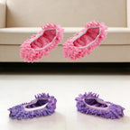 Reusable Microfiber Mop Slippers 2PCS for Floor Cleaning, Dust & Pet Hair Removal Slipper Covers, Washable Chenille Cleaning Shoes for Hardwood, Tile & Laminate Floors, MIX1