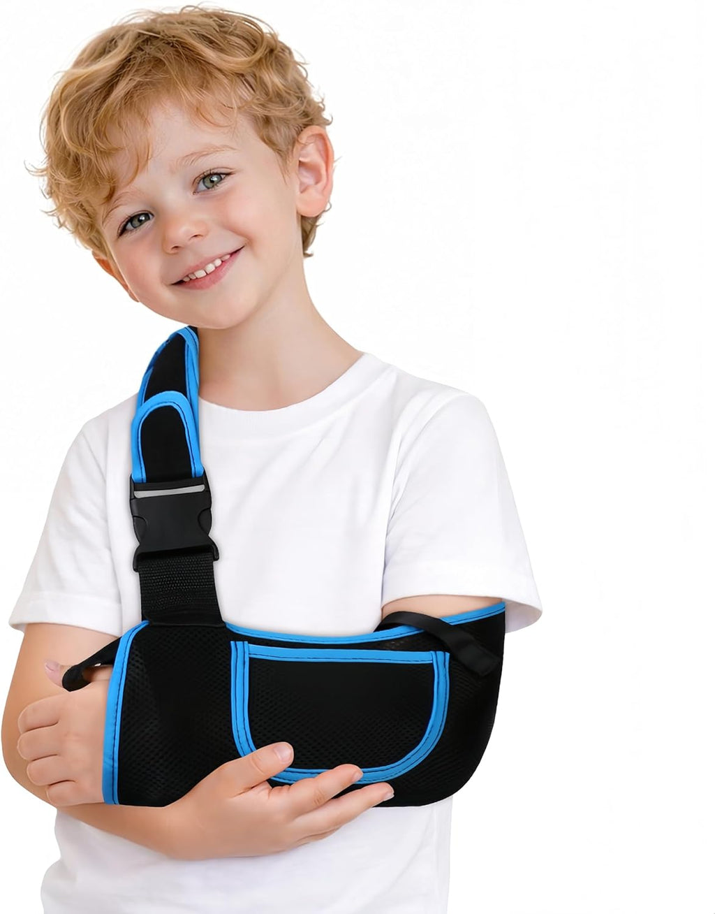Kids Arm Sling Shoulder Immobilizer, Adjustable Rotator Cuff Support Brace, Fit Left or Right, Breathable Mesh Medical Slings for Elbow, Clavicle and Wrist Injury, Forearm Fracture, Surgery Recovery