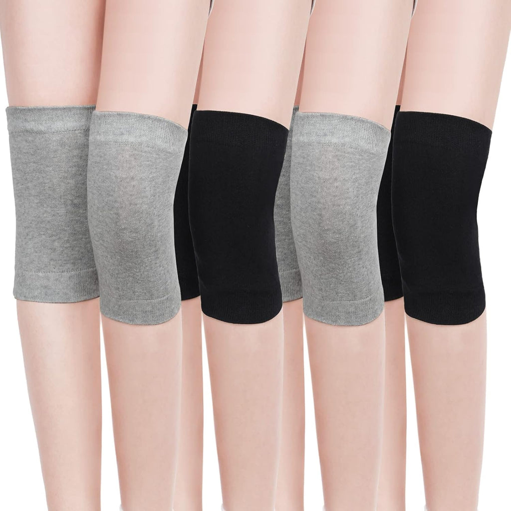 Geyoga 4 Pairs Knee Warmers for Women Men Breathable Leg Warmers Knee Brace Pad Leg Compression Sleeve for Cycling Running(Gray, Black,Large)