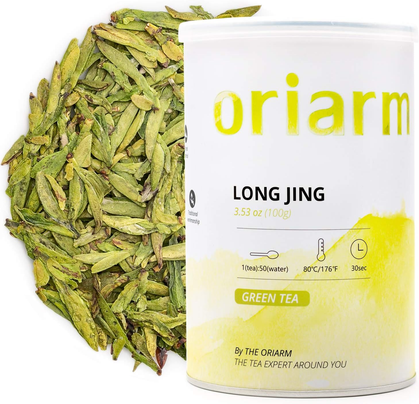 Oriarm 2026 Mingqian Long Jing Green Tea Tea Special Grade - Chinese Longjing Dragon Well Green Tea Loose Leaf - 100g Tin Can
