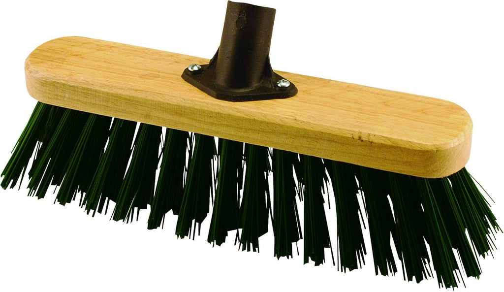 Elliott 29cm Green PVC Fibre Broom Head with Stiff Synthetic Bristles – Heavy Duty, Ideal for Outdoor use, Workshops, Warehouses and Gardening