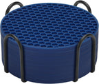 TWTLi Silicone Coasters Set of 8 with Holder,Coasters Drinks,Beer,Coffee Coasters,Suitable Kinds Cups,Hot or Cold,Anti-SLI,Non-Stick,Anti-Overflow Tabletop Protection and Decor (8 Pcs, Navy Blue)