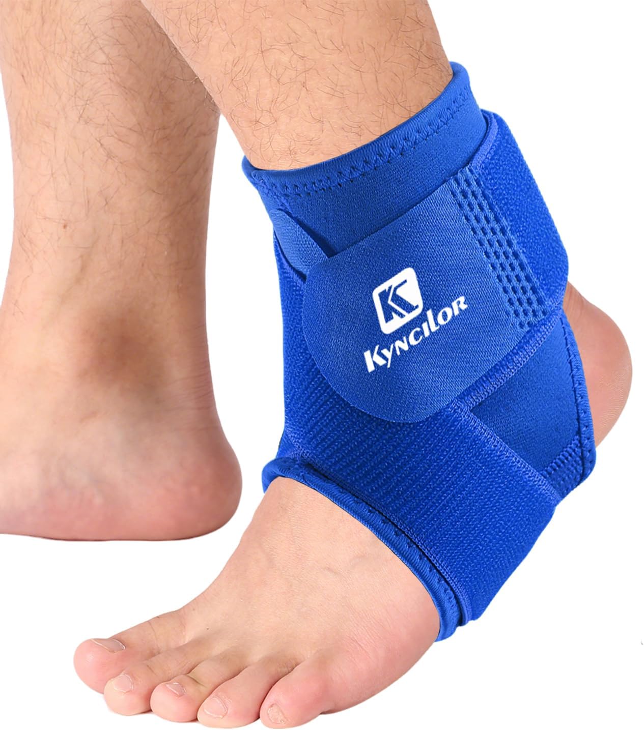 SUJAYU Ankle Brace & Elastic Supports for Men & Women, Ankle Support Ankle Compression Sleeve, Plantar Fasciitis Relief Achilles Tendonitis Brace Achilles Tendonitis Wrap, Pack of 1 (Blue, Medium)
