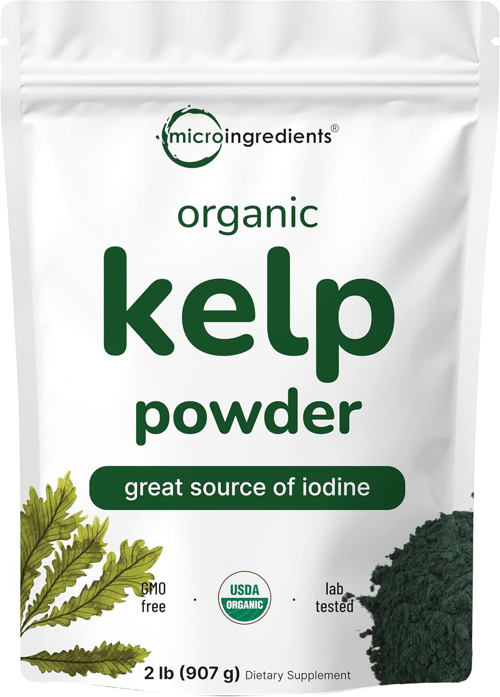 Organic Kelp Powder, 2lbs | Sustainably US Grown, Raw Ascophyllum Nodosum Source | Rich in Iodine for Thyroid Support, Body Scrubs, & Skin Care | Sea Vegetable | Non-GMO, Vegan