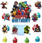 25pcs Superhero Cake Decorations with 24pcs Cupcake Toppers, 1pcs Cake Topper for Superhero Birthday Party Supplies