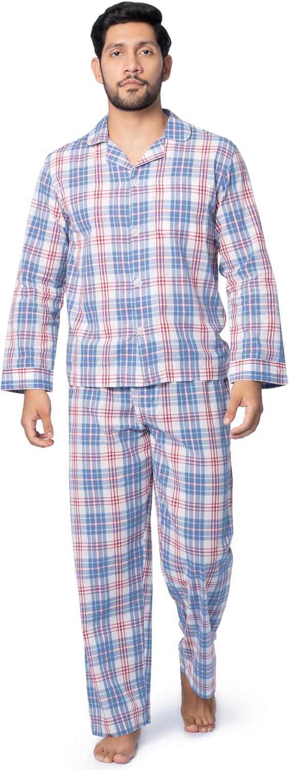 Fruit of the Loom Men's Long Sleeve Broadcloth Pajama Set