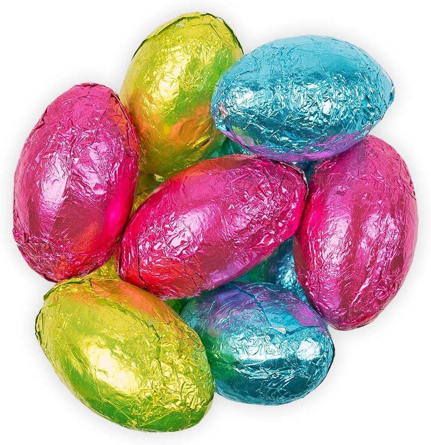 1lb Foiled Easter Milk Chocolate Eggs - Colorful Wrapped Spring Candy For Baskets, Egg Hunts & Parties (64 Eggs)