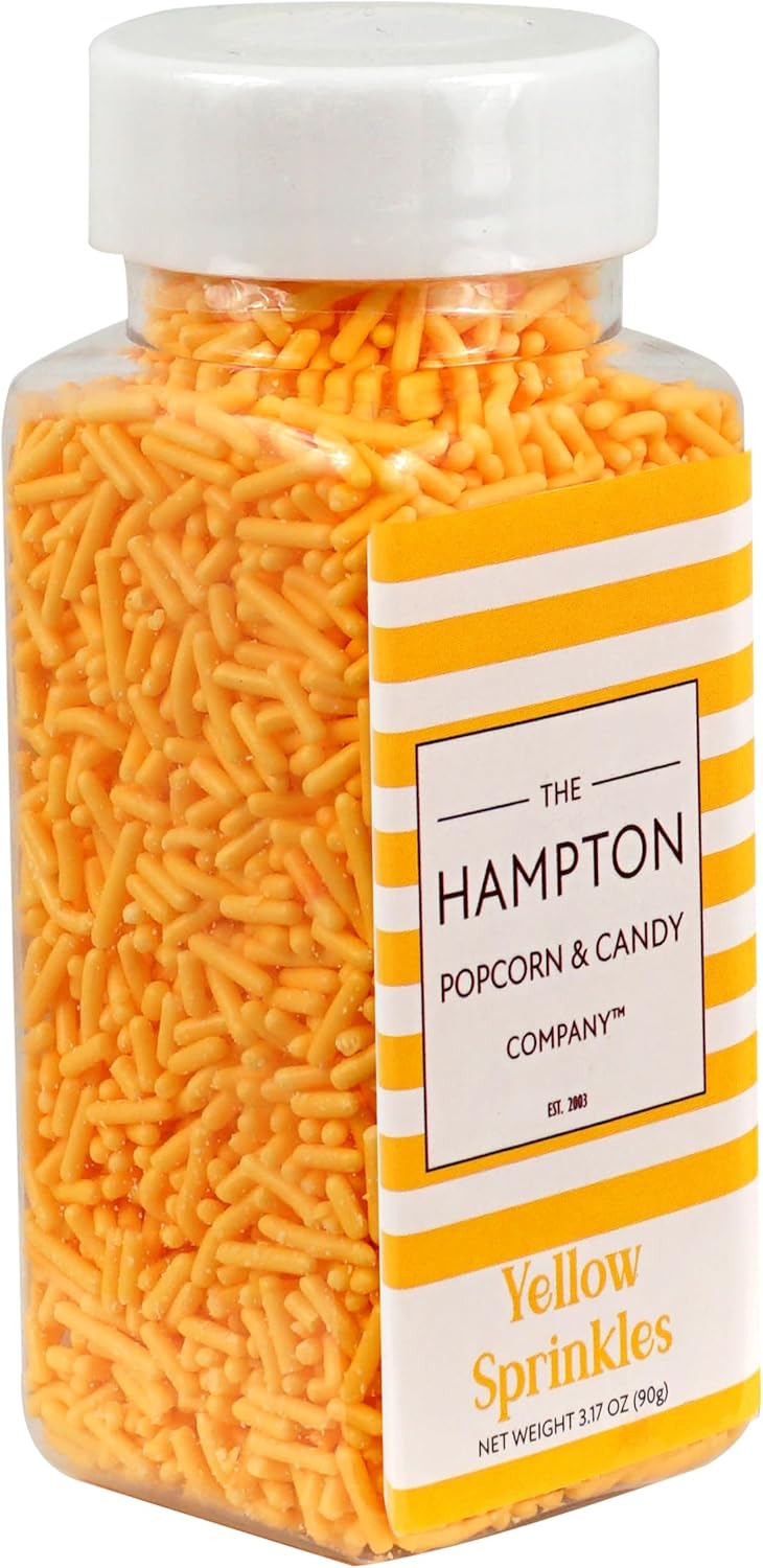 Yellow Sprinkles Jimmies 3.17 oz, Sprinkles For Cake Decorating, Cake Sprinkles, Sprinkles For Baking, Ice Cream & More, The Hampton Candy Company