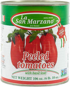 La San Marzano Large Can, Peeled Plum Tomatoes in Puree with Basil Leaf, 106 oz (#10 Can), Premium Quality, 100% Product of Italy, Authentic Italian Flavor