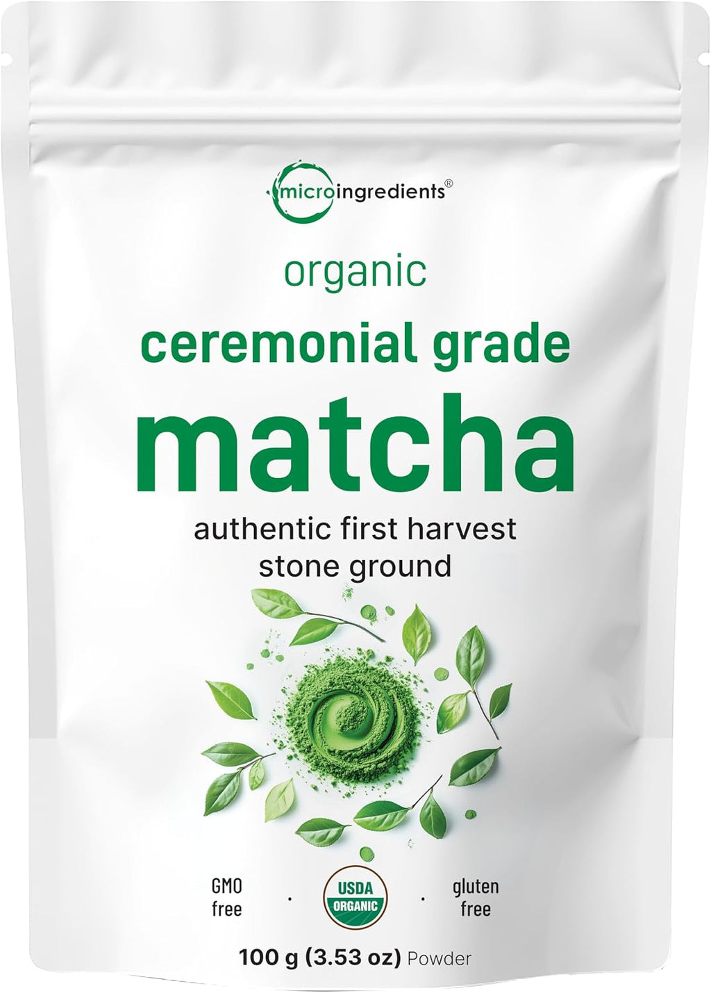 Micro Ingredients Organic Ceremonial Grade Matcha Powder, 100 Servings | Authentic Japanese First Harvest Matcha Green Tea Powder For Barista-Grade Latte, Beverage & Baking