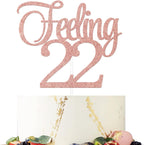 Feeling 22 Cake Topper,22nd Birthday Party Cake Decor,Hello 22,Cheers To Twenty-Two Years Old Birthday Party Decoration Supplies Rose Gold