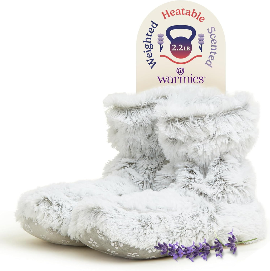 warmies Microwaveable House Slipper Boots for Women - Womens Shoe Sizes 6-10 - Comfy, Soft & Fuzzy Indoor Bootie Slipper with Backs & Memory Foam Soles - Cozy Warm Slip On Boots