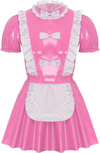 YiZYiF Mens Sissy Wet Look Lace French Maid Bodysuit Roleplay Cosplay Lingerie Costumes Leotard