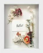 FrameWorks 8” x 10” White Wooden Shadow Box Frame – Display Case with Soft Felt Back, Memory Box with Tempered Glass, Display Box with Elegant White Ball Push Pins, Wooden Flower Box