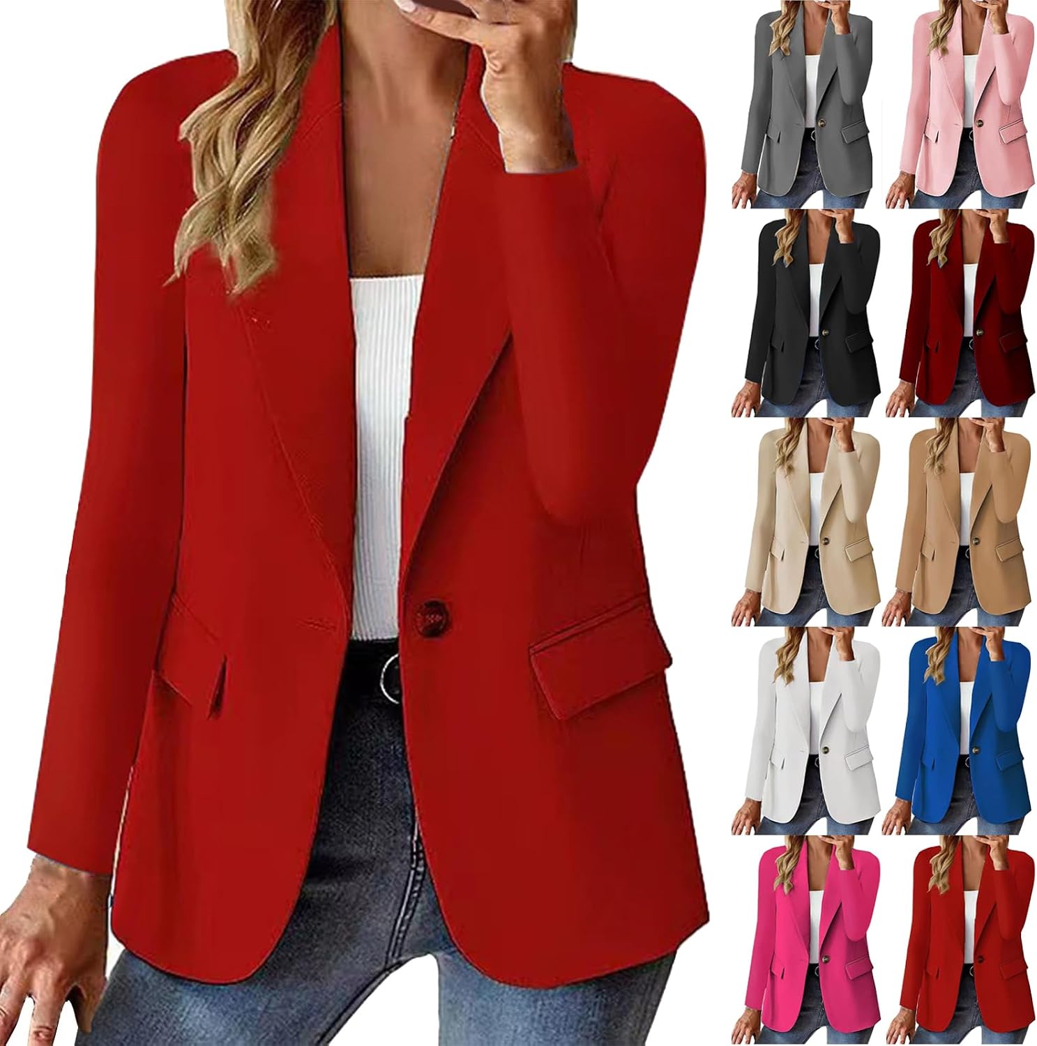 Blazers for Women Casual Oversized Open Front Long Sleeve Jackets Work Office Business Suit Blazer 2026
