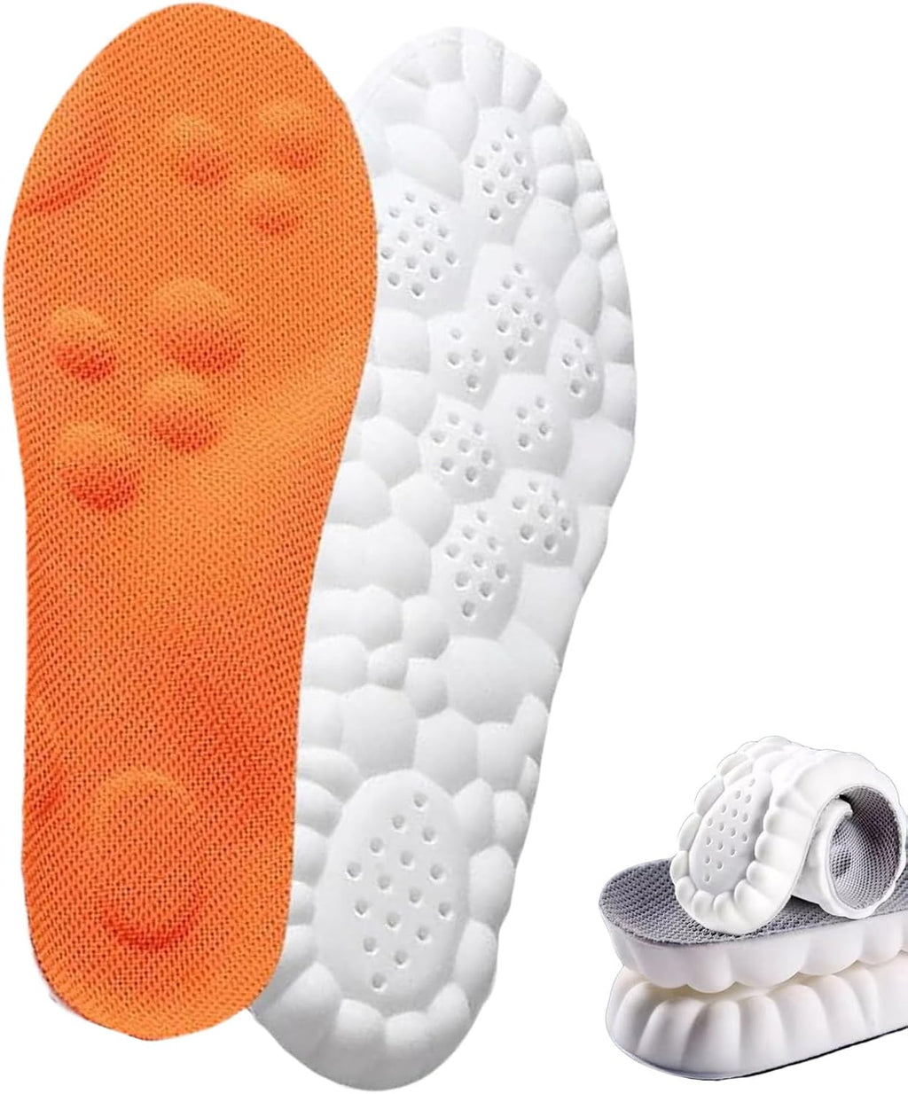 Orthopedic Insole, Ultra Comfort Insoles 4d Memory Foam Orthopedic Insoles Breathable Shock Absorption (1pair Orange, Men 4-4.5/Women 5.5-6)