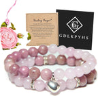 2Pcs Healing Crystal Bracelets for Women Handmade Beaded Bracelet Healing Prayers Crystal 8mm Natural Stone Beads Bracelet Stress Relief Get Well Soon Gifts
