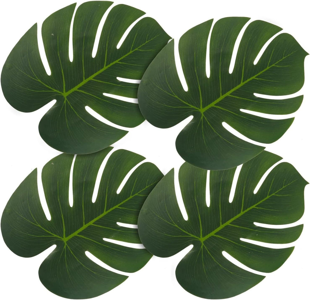 ATFL Artificial Palm Leaves,50 Pcs Big Leaf Placemat, Green Palm Leaves Party Decorations,Tropical Table Decor, Hawaiian Leaves Decor,Safari Leaves Decoration