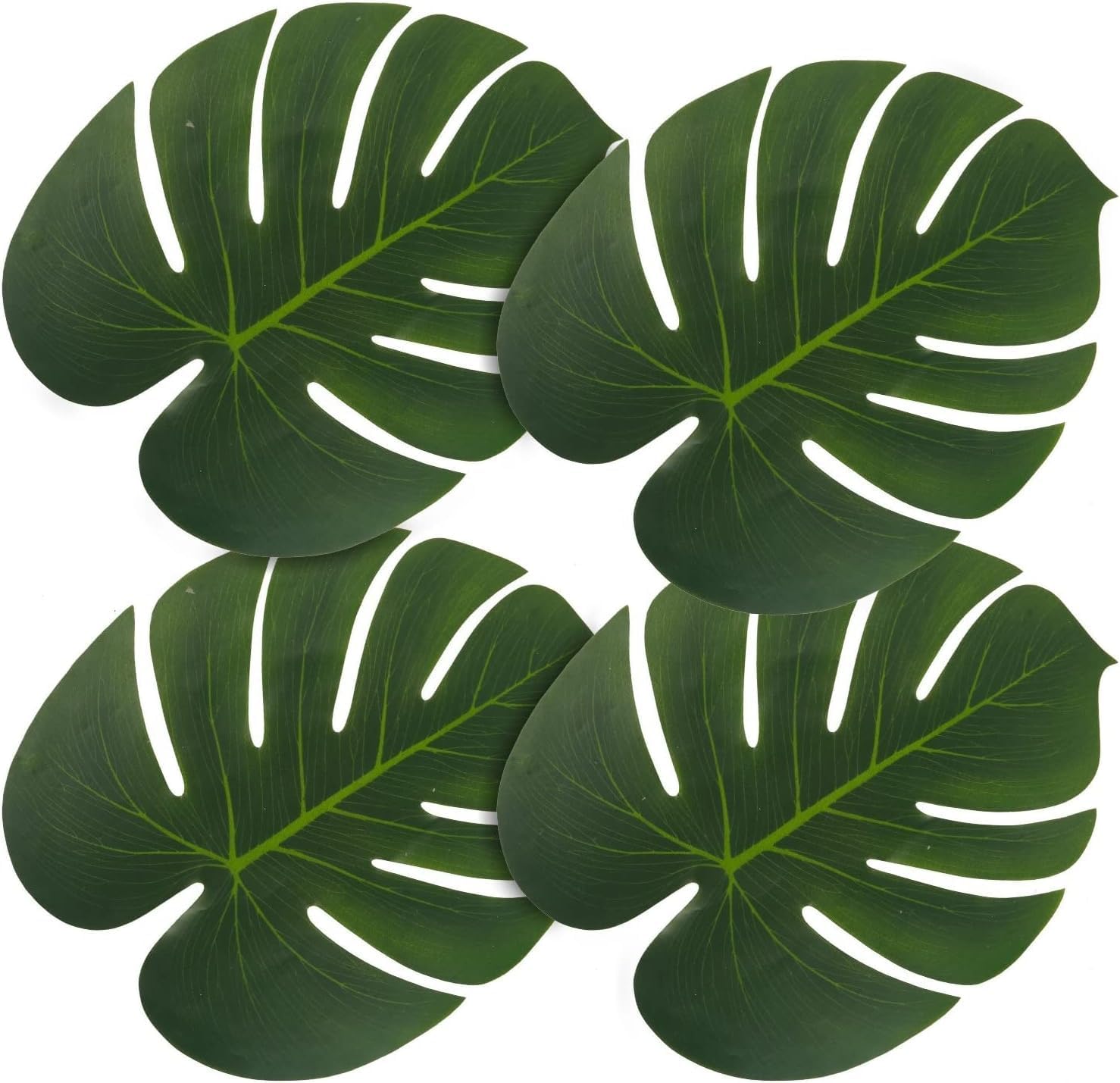 ATFL Artificial Palm Leaves,50 Pcs Big Leaf Placemat, Green Palm Leaves Party Decorations,Tropical Table Decor, Hawaiian Leaves Decor,Safari Leaves Decoration