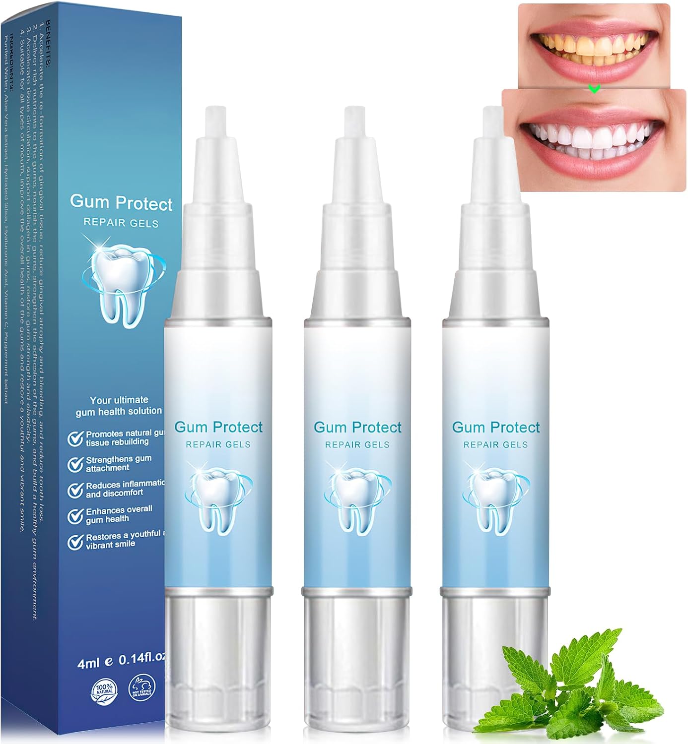 Omaky Gum Protect Repair Gels,Gum Shield Gel, Gum Gel Teeth Whitening Essence Pen, Gum Instant Protect Gel, Instant Tooth Whitening Pen Sensitive Teeth (3PC) (A)