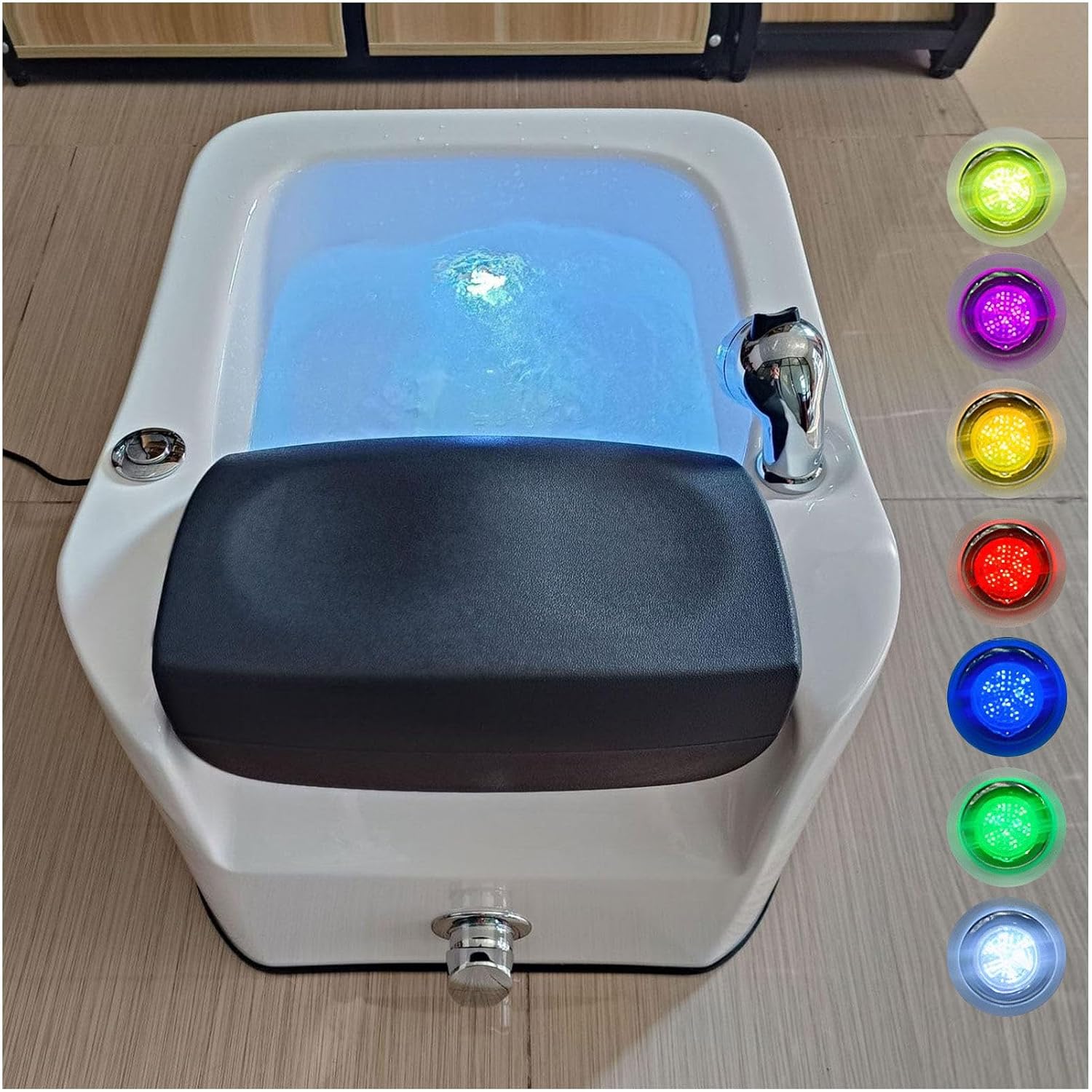 Pedicure Foot Spa,Acrylic Massage Footbath,Portable Bathtub Pedicure Bowl,Foot spa with Heat and Massage and Colorful Lamp Jets,with Automatic Drain Pump,Large Size Soak Tub Bath I