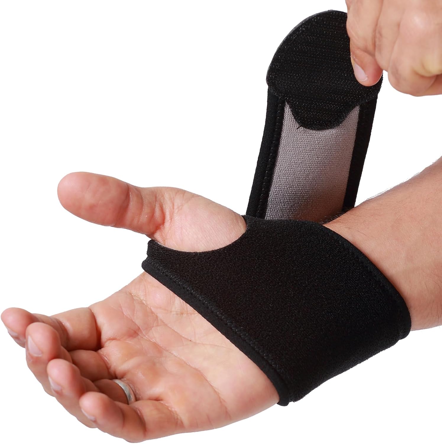 NeoTech Care Wrist Band - Elastic & Breathable Fabric - Adjustable Compression Strap - Men, Women, Right or Left - Support Wrap for Protection or Sports (Black Color, Size M, 1 Unit)