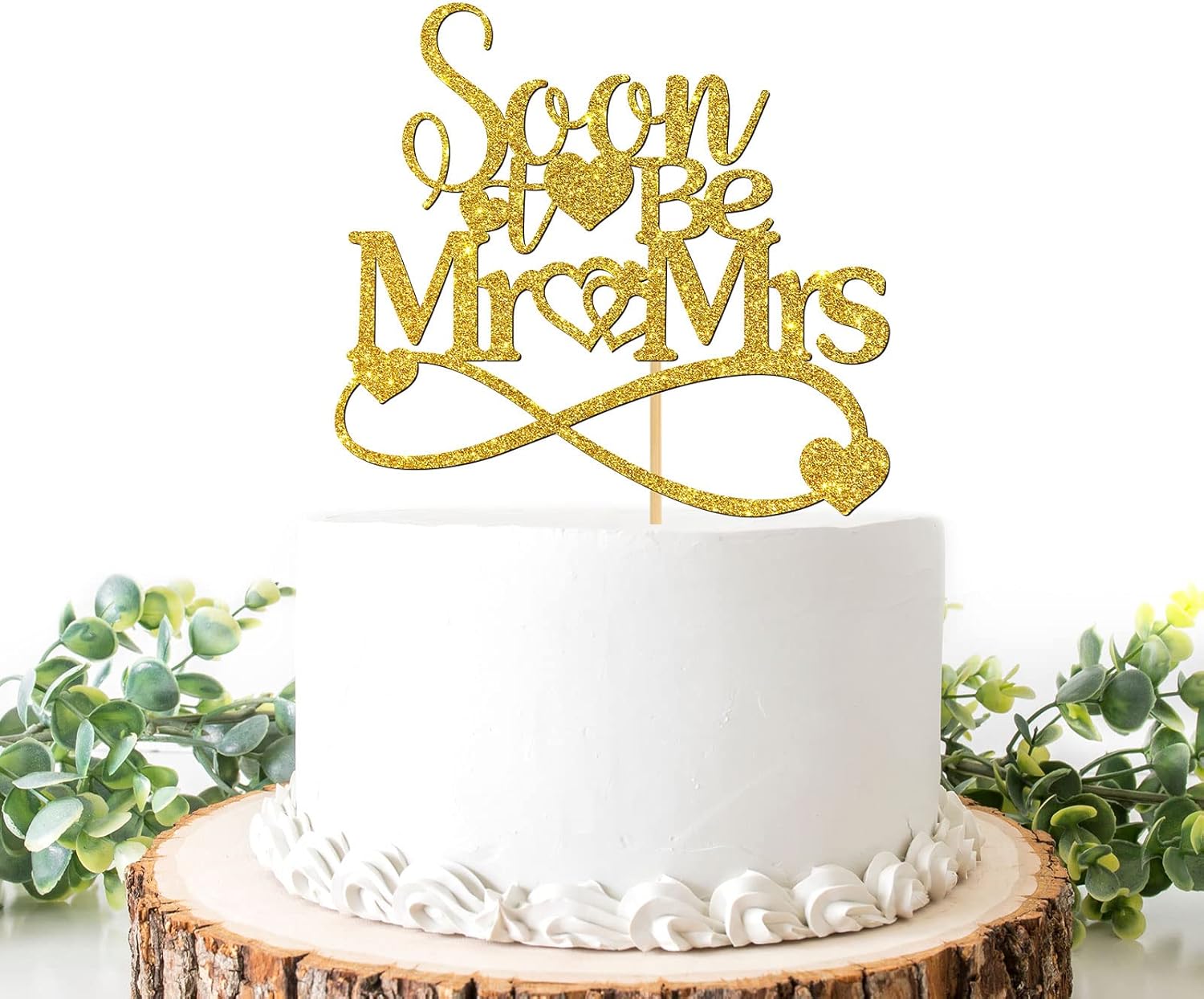Soon to Be Mr & Mrs Cake Topper for Wedding, Golden Glitter Bride Shower Cake Decoratin for Bride and Groom, Just Married, Engagement/Wedding Party Supplies