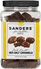 Sanders Milk Chocolate Sea Salt Caramels, Kettle Cooked Caramel Covered in Milk Chocolate, 28 oz Gift Tub