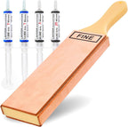 4-Sided Leather Strop with Diamond Polishing Compound, Extra Large 15.7"x3", Thickened Water Buffalo, Stropping Kit for Chef's Knife Sharpening and Woodworking-Chisel/Plane Honing Mirror Edge