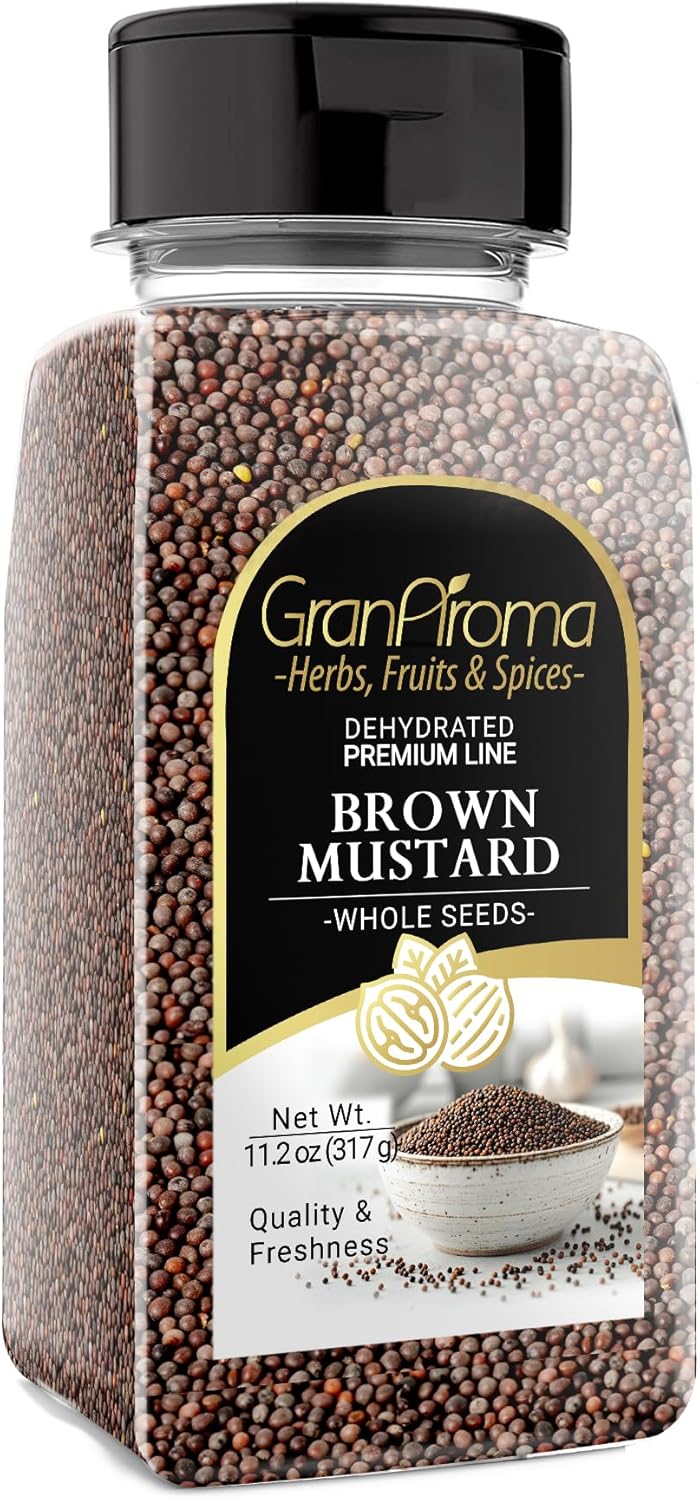 GranAroma Brown Mustard Seeds, 11.2 oz, Strong Flavor, Condiments & Sauces, Versatile Seeds