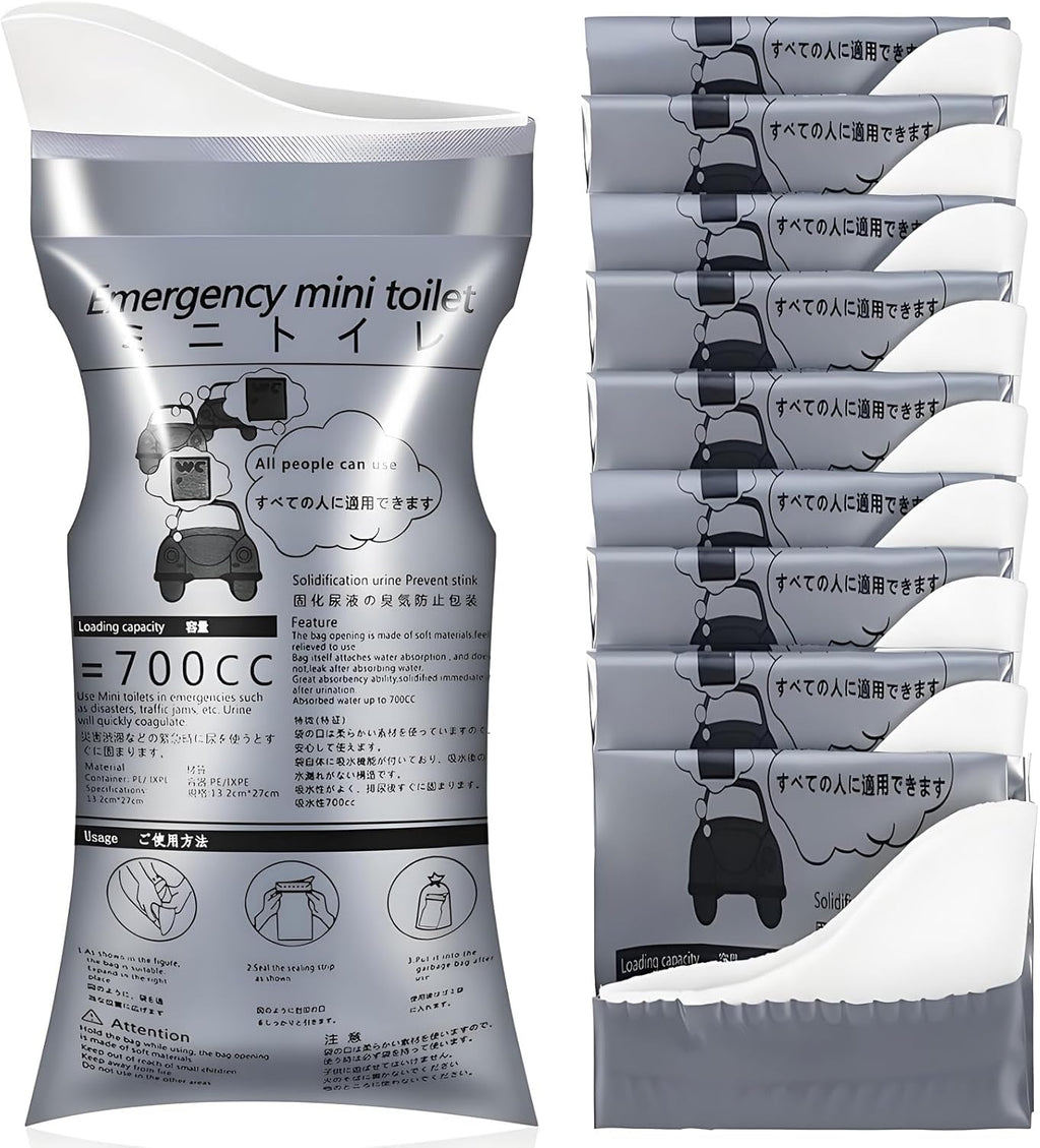 10 Pack Disposable Emergency Urinal Bag, Portable Camping Pee Bags, Travel Pee Bags, Traffic Jam Emergency Portable Urine Bag, Vomit Bags, for Men Women