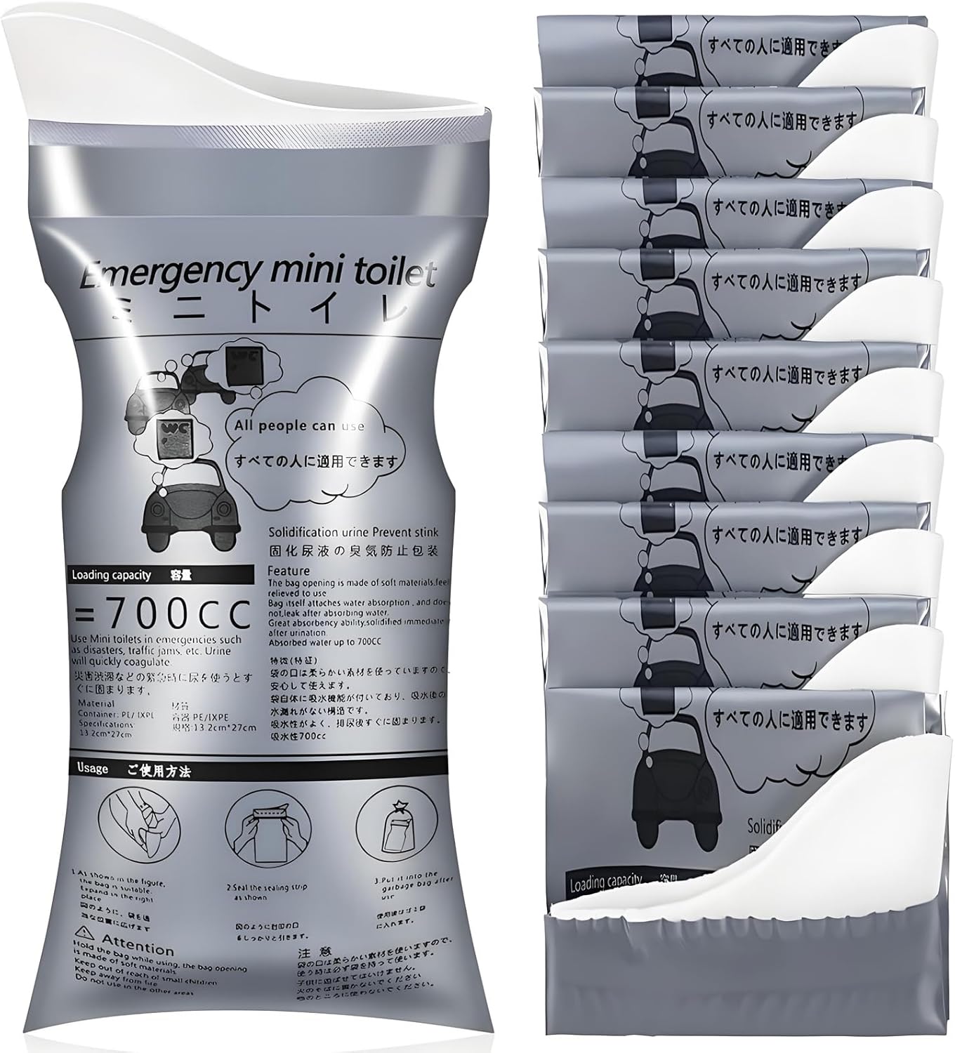10 Pack Disposable Emergency Urinal Bag, Portable Camping Pee Bags, Travel Pee Bags, Traffic Jam Emergency Portable Urine Bag, Vomit Bags, for Men Women