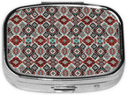 Outdoor Pill Box Rugged Medicine Case Waterproof Supplement Organizer Backpacking Gear, Geometric Indiana Western Southwest Tribal Ethnic Aztec Red Turquoise