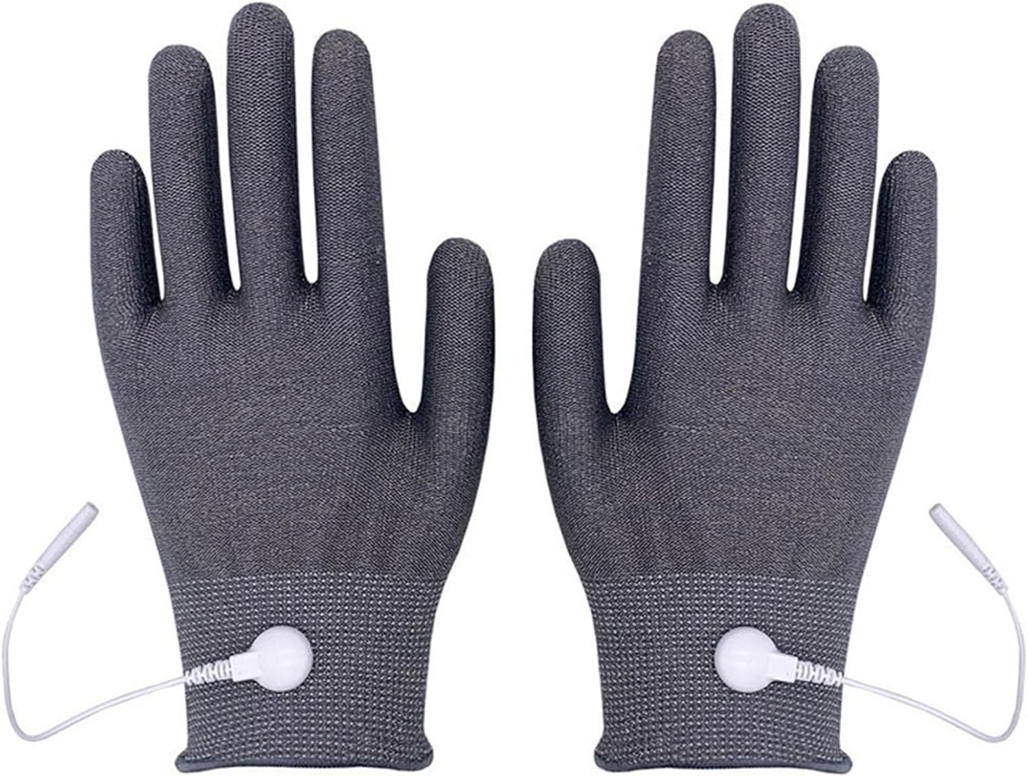 Pair of Conductive Silver Fiber Gloves Grounding Massage Gloves Static Relief Pressure Touch Screen with Includes Grounding Wire