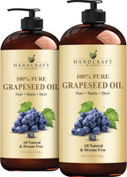 Handcraft Blends Grapeseed Oil | 100% Pure and Natural | Bath & Body Oil | Premium Grade Carrier Oil | Skin | Hair | Body | Massage | Cold-Pressed | Hexane-Free | 16 Fl Oz (Pack of 2)