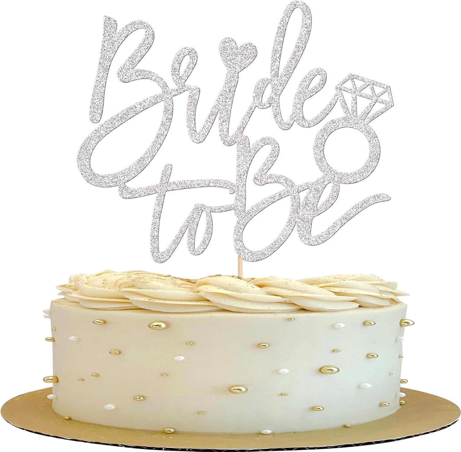 1 Pack Bride to Be Cake Topper Silver Glitter Ring Cake Pick Bride to Be Cake Decoration Wedding Bachelorette Bridal Shower Theme Party Cake Decoration Supplies